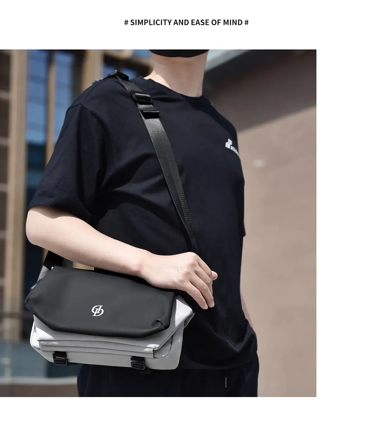 Men's Black Oxford Messenger Bag Large Capacity — feature 18