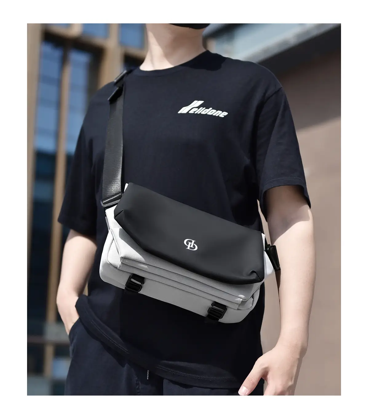 Men's Black Oxford Messenger Bag Large Capacity — feature 23