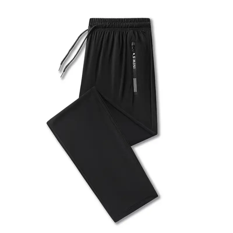 Men's Ice Silk Casual Pants Black Grey Elastic Waist — feature 24