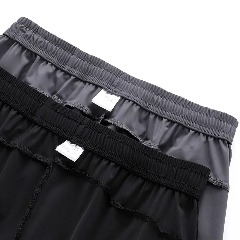 Men's Ice Silk Casual Pants Black Grey Elastic Waist — feature 39