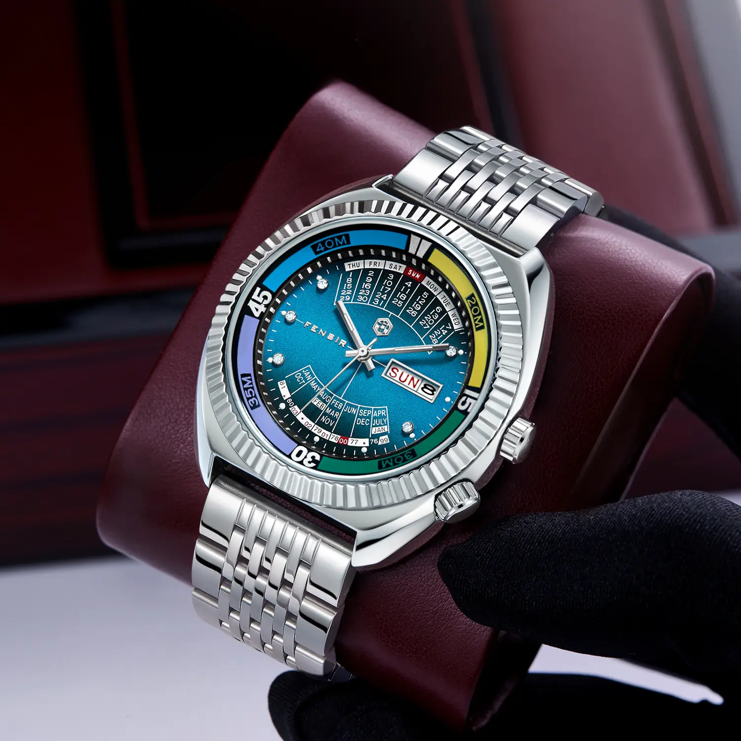 Imitation Mechanical Watch Men's Large Dial Dual Calendar Fenshi Men's Classic Men's Quartz Watch Factory Wholesale