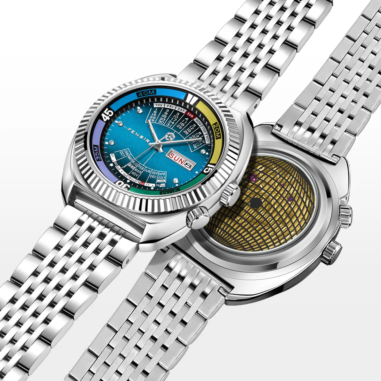 Imitation Mechanical Watch Men's Large Dial Dual Calendar Fenshi Men's Classic Men's Quartz Watch Factory Wholesale