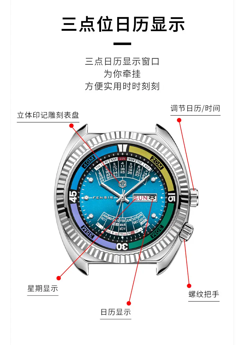 Imitation Mechanical Watch Men's Large Dial Dual Calendar Fenshi Men's Classic Men's Quartz Watch Factory Wholesale — feature 14
