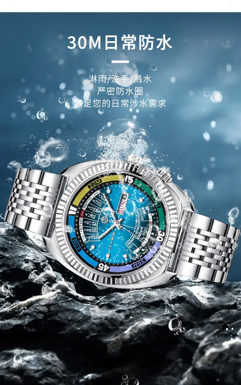 Imitation Mechanical Watch Men's Large Dial Dual Calendar Fenshi Men's Classic Men's Quartz Watch Factory Wholesale — feature 15