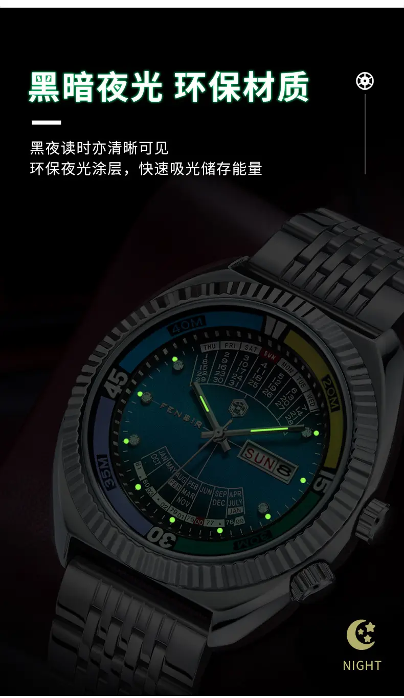 Imitation Mechanical Watch Men's Large Dial Dual Calendar Fenshi Men's Classic Men's Quartz Watch Factory Wholesale — feature 6