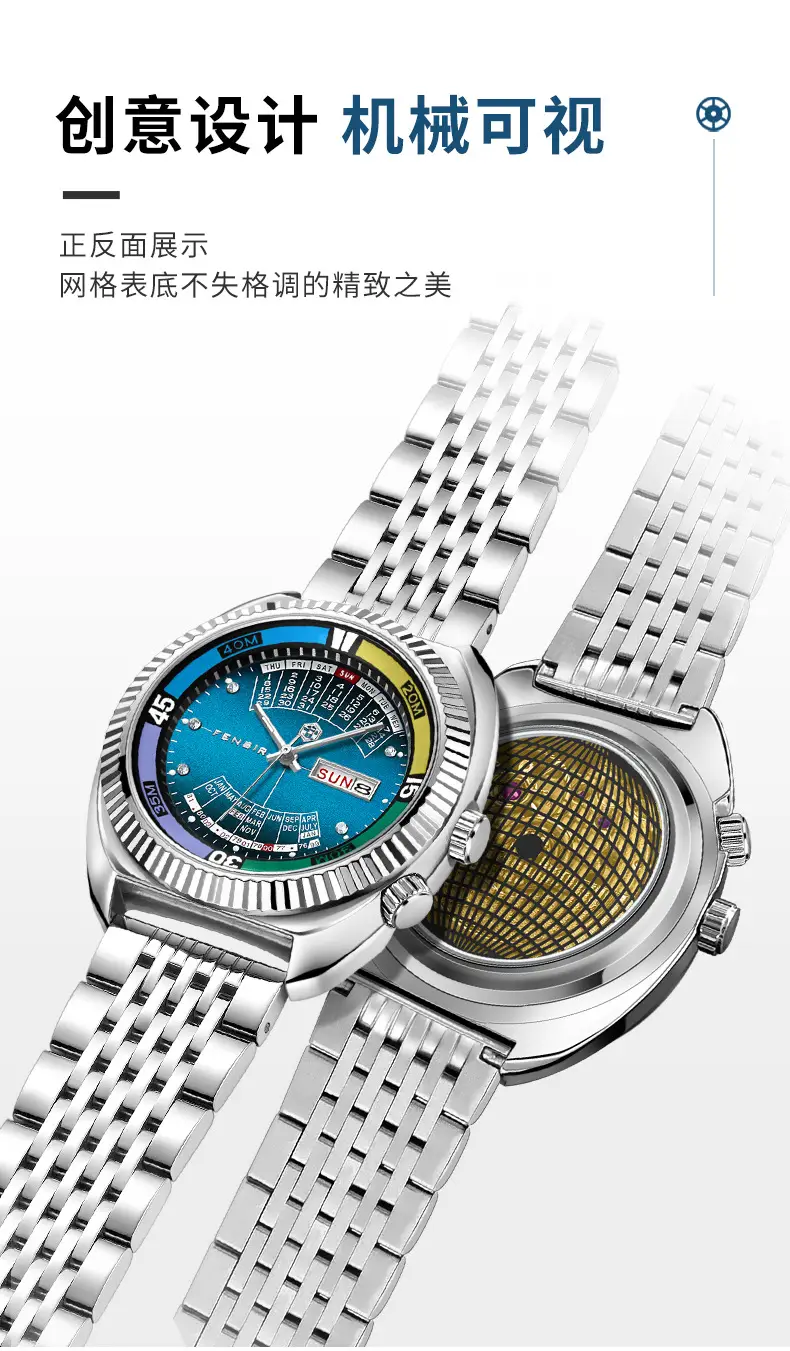 Imitation Mechanical Watch Men's Large Dial Dual Calendar Fenshi Men's Classic Men's Quartz Watch Factory Wholesale — feature 8