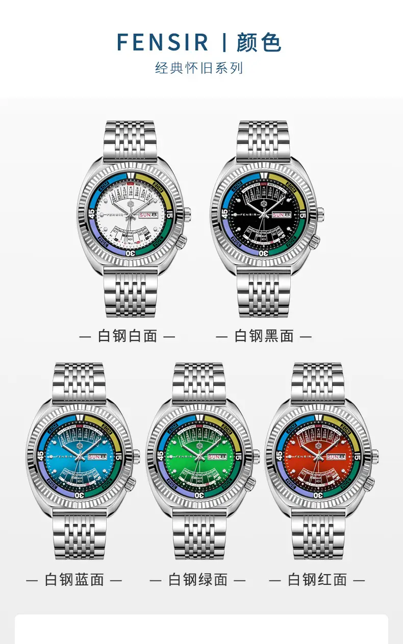 Imitation Mechanical Watch Men's Large Dial Dual Calendar Fenshi Men's Classic Men's Quartz Watch Factory Wholesale — feature 9