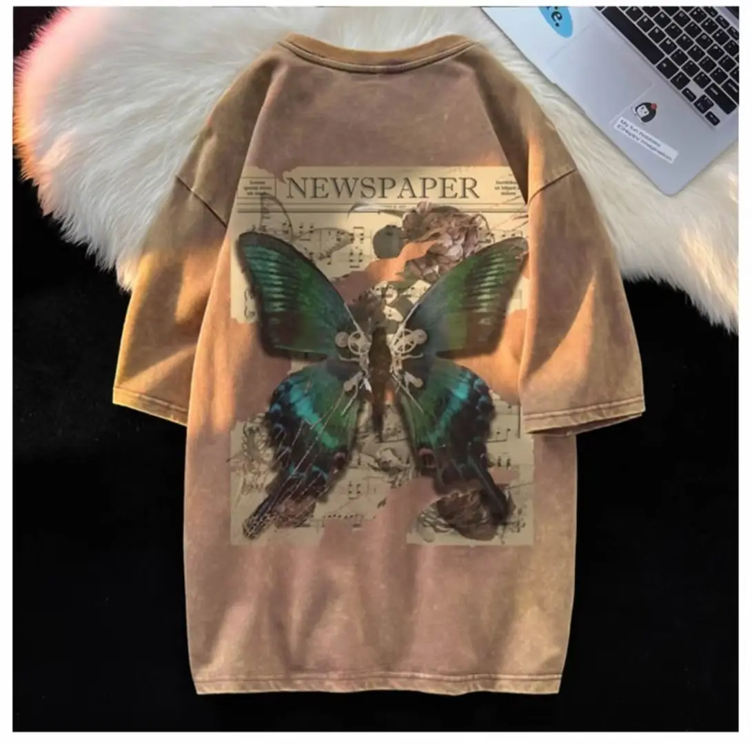 Men's Butterfly Print Short Sleeve T-Shirt Pink — feature 20