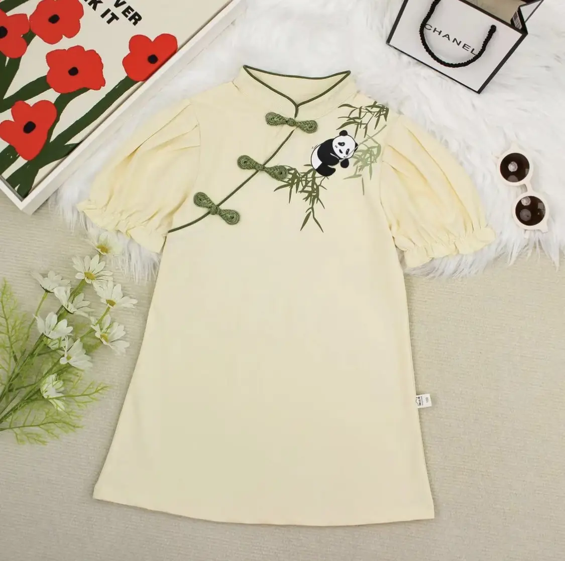 Chinese Panda Embroidered Parent Child Dress Summer Tang Suit — feature 6