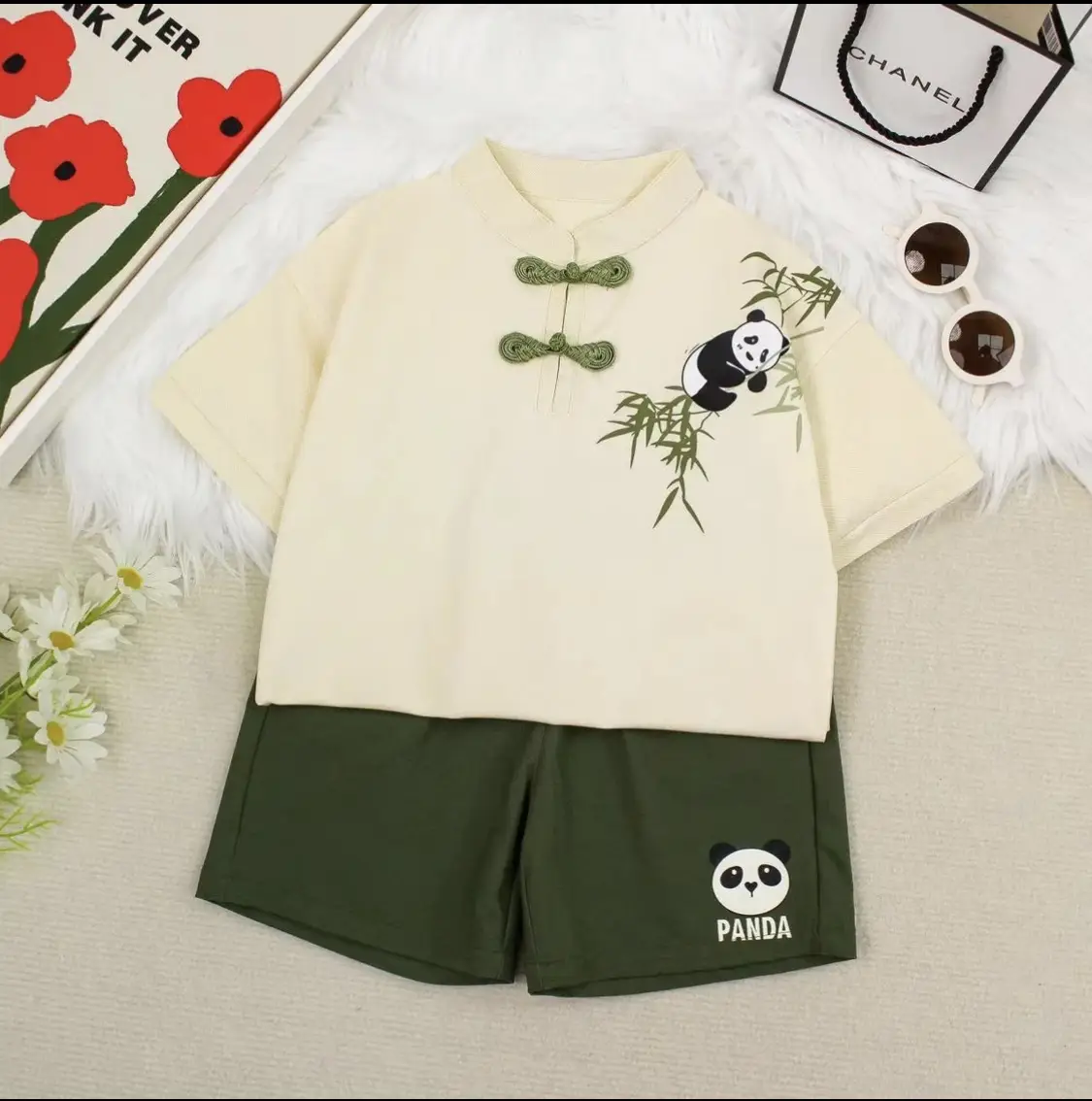Chinese Panda Embroidered Parent Child Dress Summer Tang Suit — feature 9