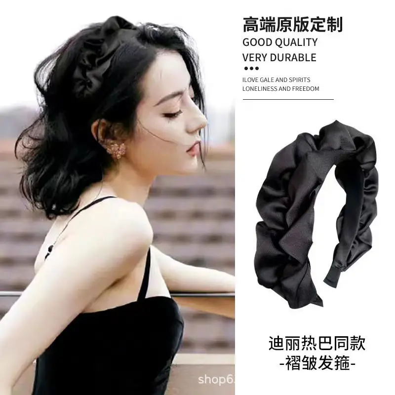 Women's White Pleated Cranial Headband Retro French Style — feature 1