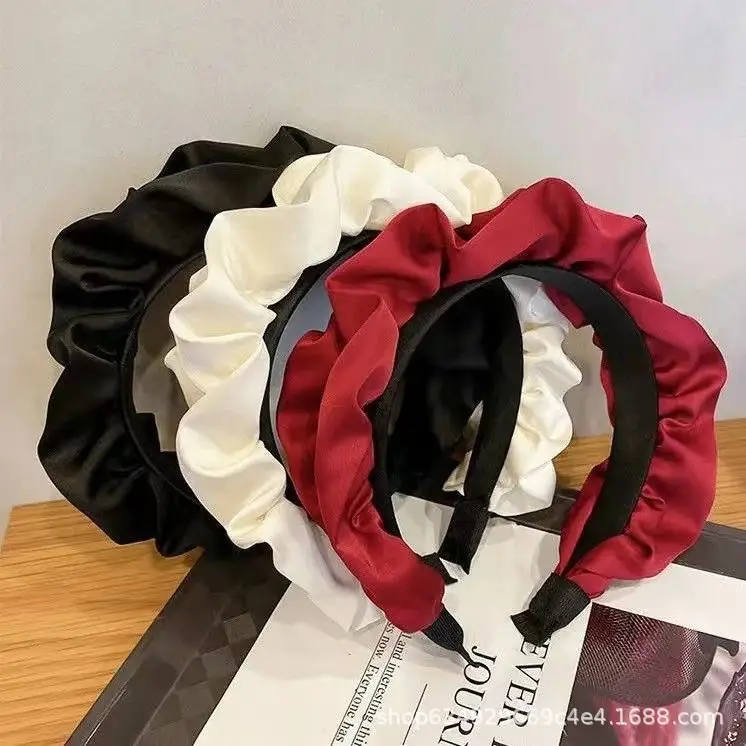 Women's White Pleated Cranial Headband Retro French Style — feature 6