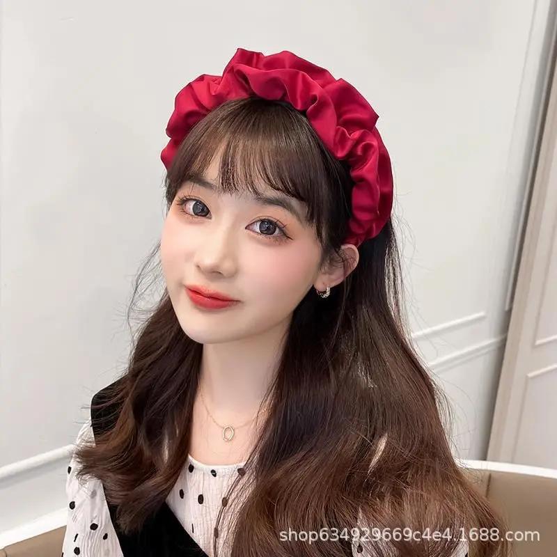 Women's White Pleated Cranial Headband Retro French Style — feature 7