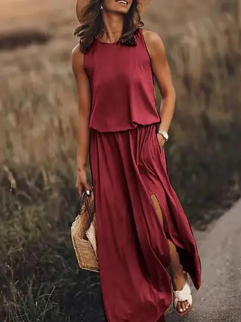 2025 White Sleeveless Cross-Border Dress with Long Skirt - Image 14