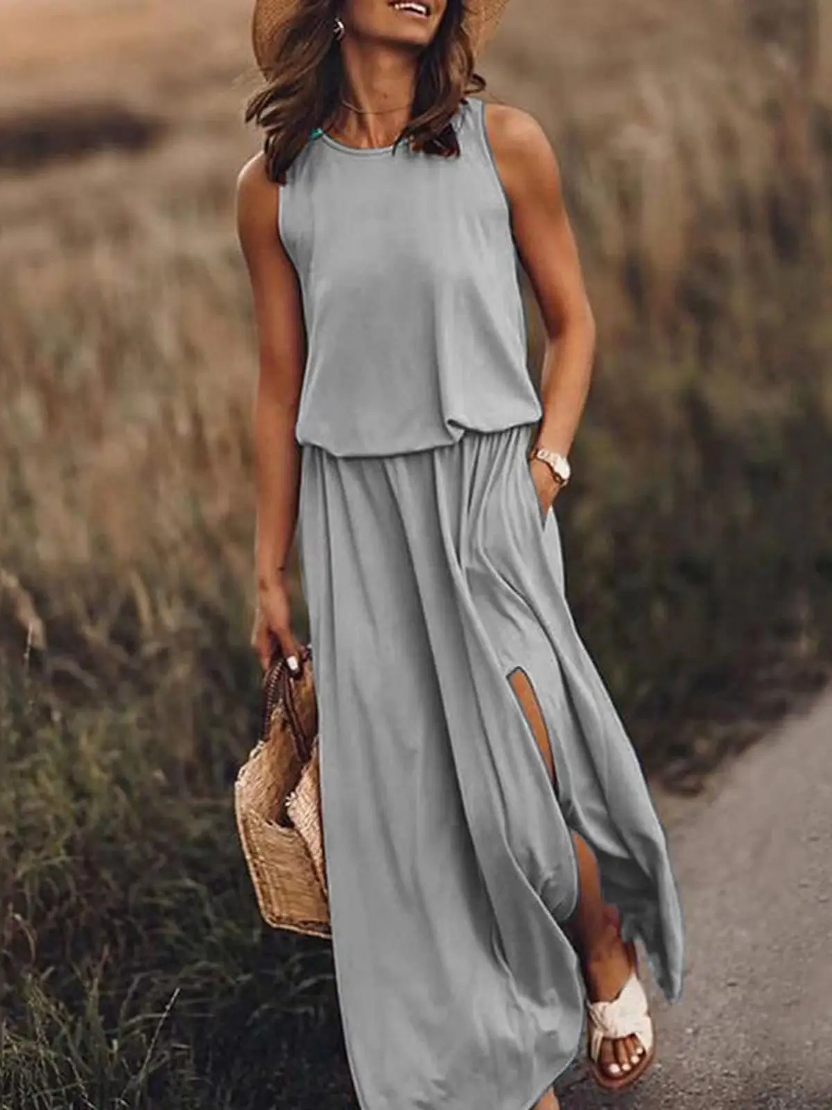 2025 White Sleeveless Cross-Border Dress with Long Skirt - Image 15
