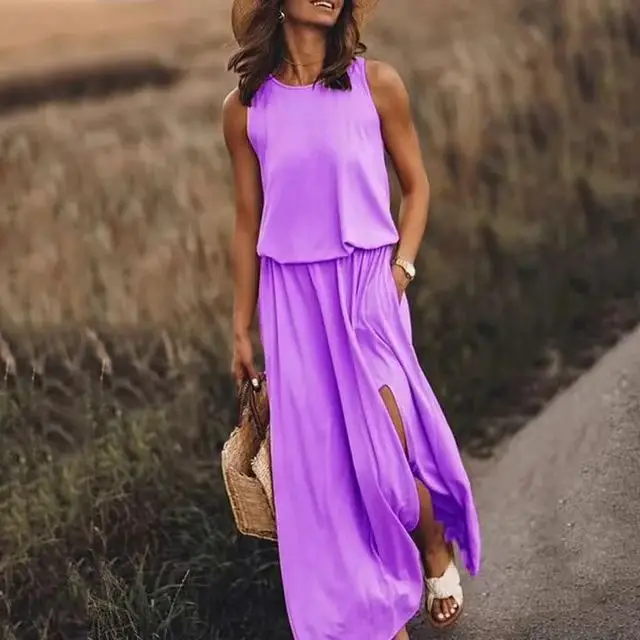2025 White Sleeveless Cross-Border Dress with Long Skirt - Image 3