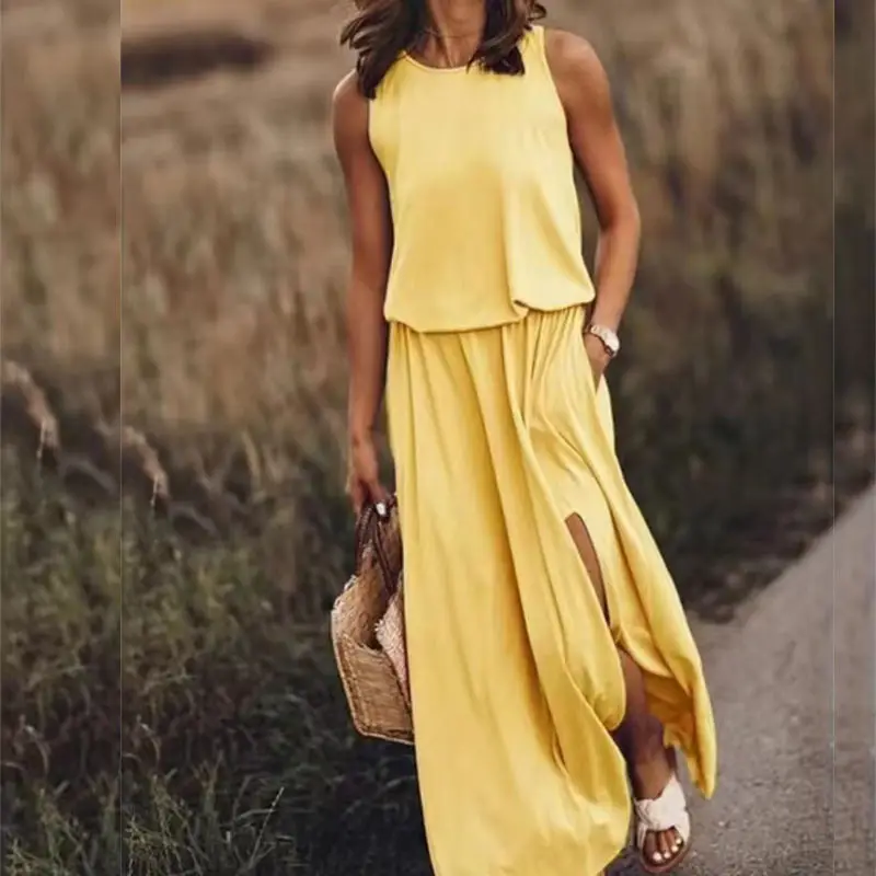 2025 White Sleeveless Cross-Border Dress with Long Skirt - Image 4