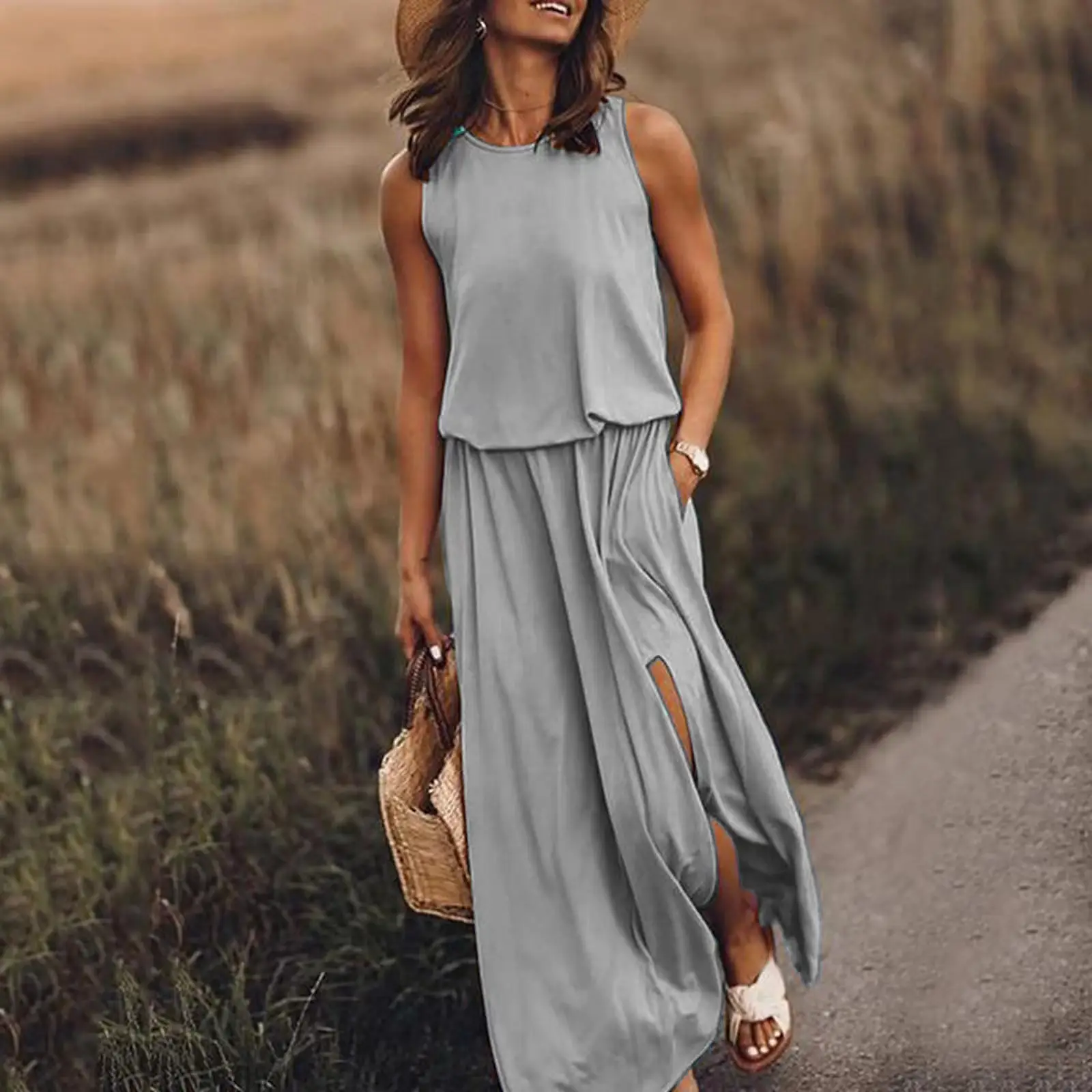 2025 White Sleeveless Cross-Border Dress with Long Skirt - Image 5