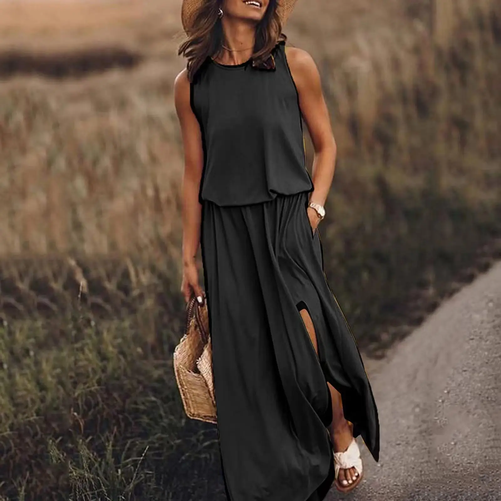 2025 White Sleeveless Cross-Border Dress with Long Skirt - Image 6