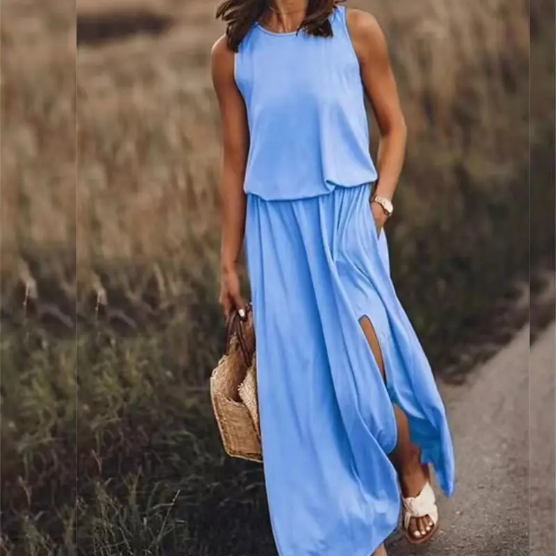 2025 White Sleeveless Cross-Border Dress with Long Skirt - Image 7