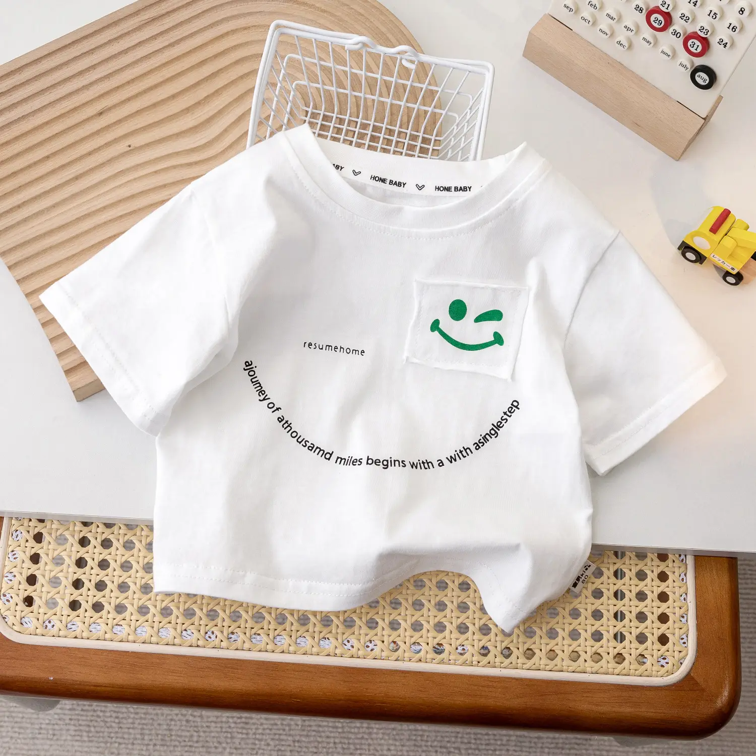 White Cotton Short Sleeve T-Shirt for Boys Girls 2025 - Image 5
