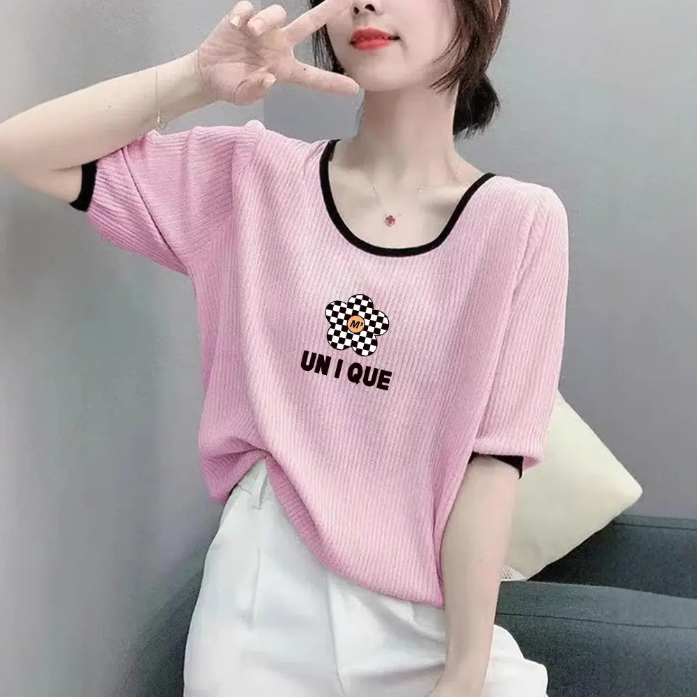 Women Ice Silk T-Shirt 2025 Summer Loose Fit - Image 24