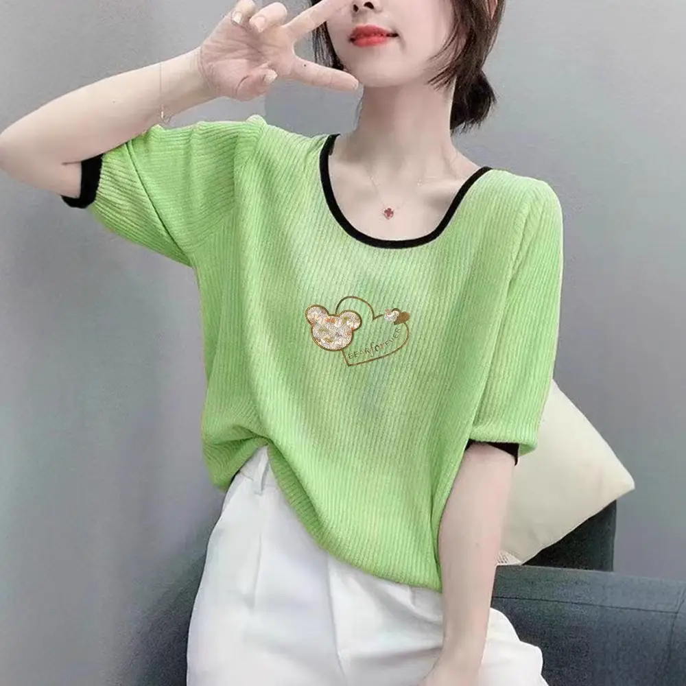 Women Ice Silk T-Shirt 2025 Summer Loose Fit - Image 26