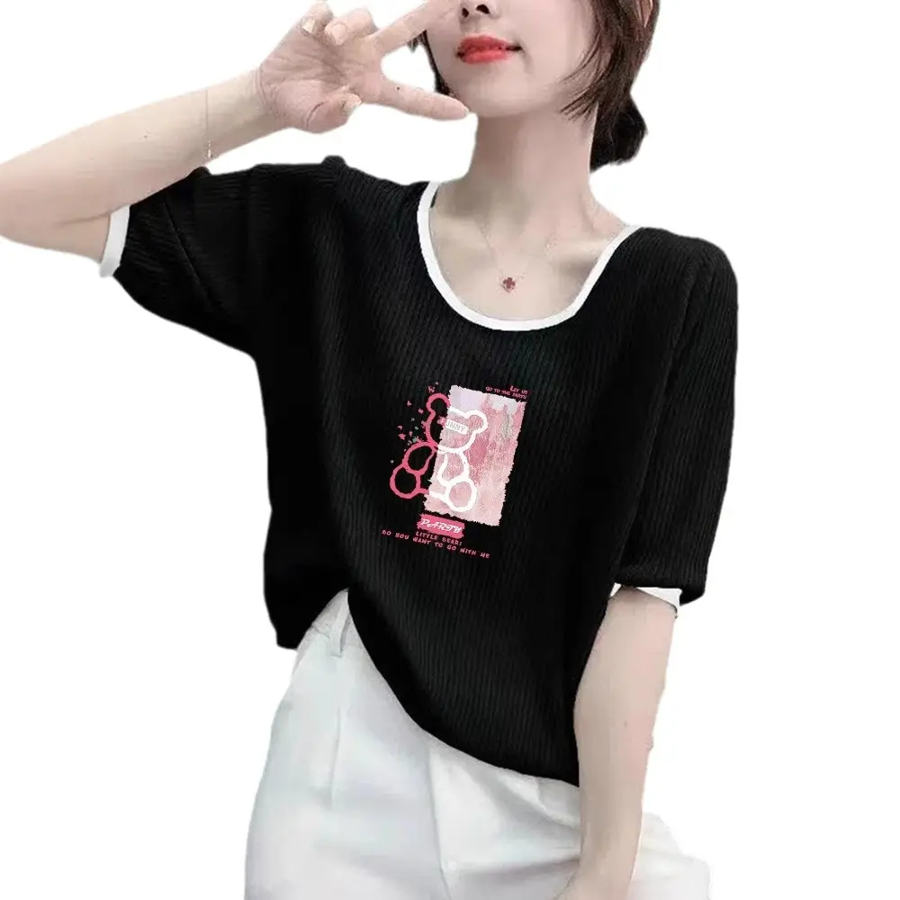 Women Ice Silk T-Shirt 2025 Summer Loose Fit - Image 27