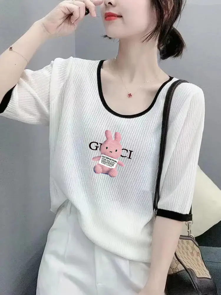 Women Ice Silk T-Shirt 2025 Summer Loose Fit — feature 10