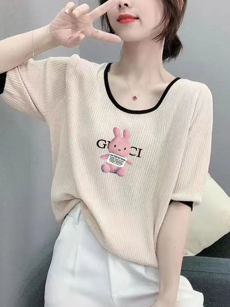 Women Ice Silk T-Shirt 2025 Summer Loose Fit — feature 11