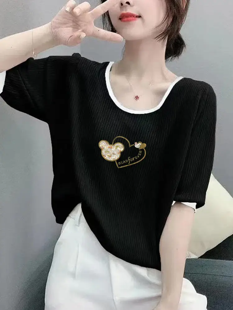 Women Ice Silk T-Shirt 2025 Summer Loose Fit — feature 14