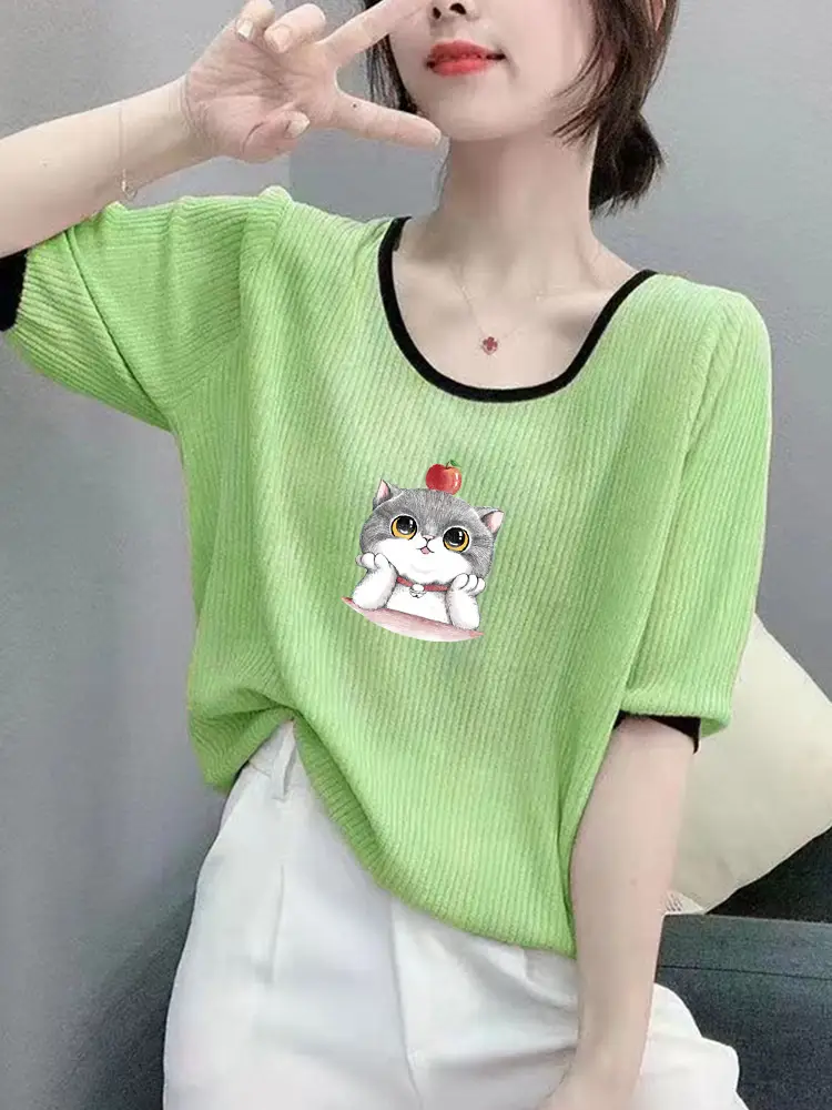 Women Ice Silk T-Shirt 2025 Summer Loose Fit — feature 17