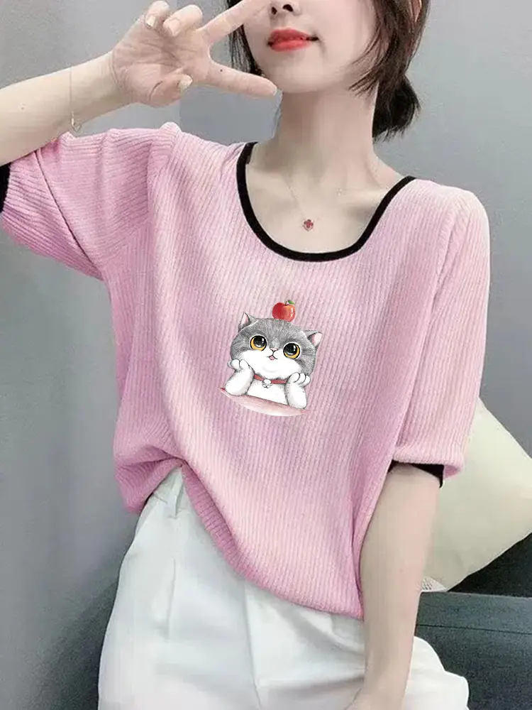 Women Ice Silk T-Shirt 2025 Summer Loose Fit — feature 18