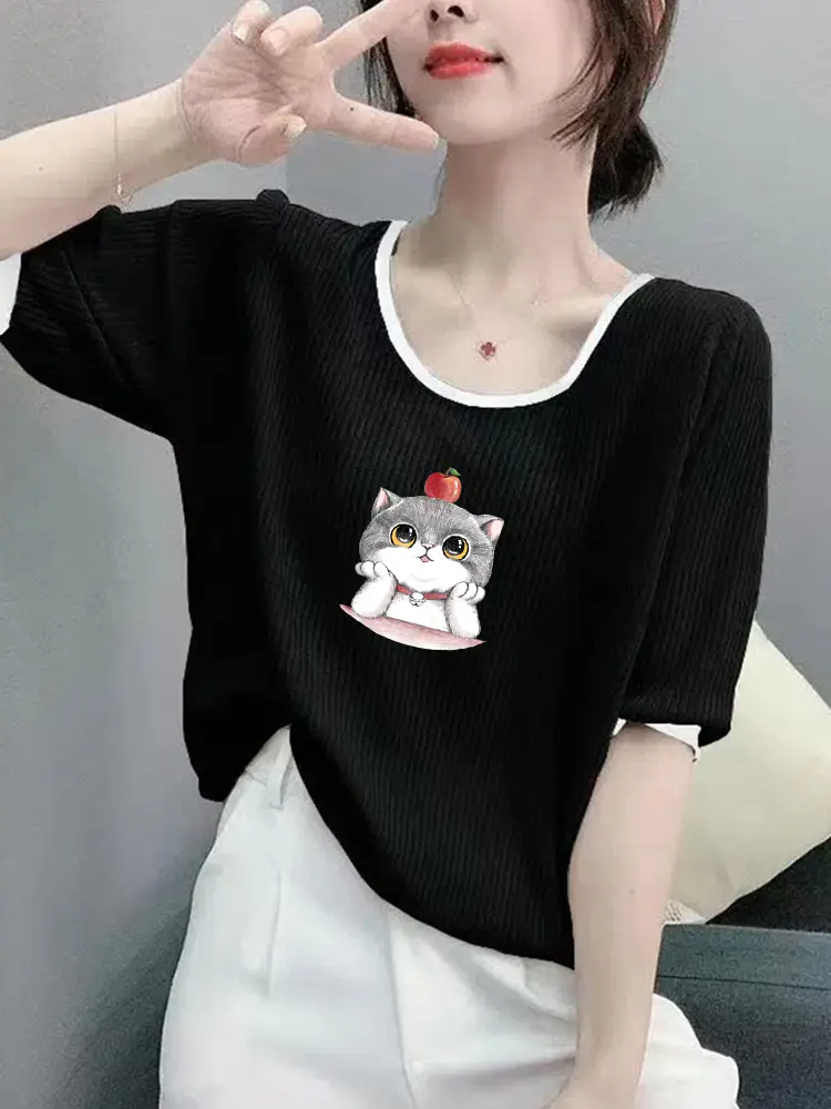 Women Ice Silk T-Shirt 2025 Summer Loose Fit — feature 19