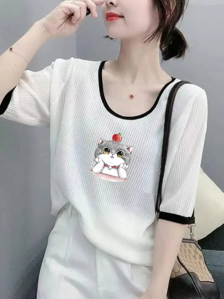Women Ice Silk T-Shirt 2025 Summer Loose Fit — feature 20