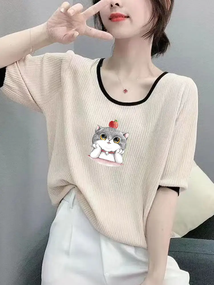 Women Ice Silk T-Shirt 2025 Summer Loose Fit — feature 21