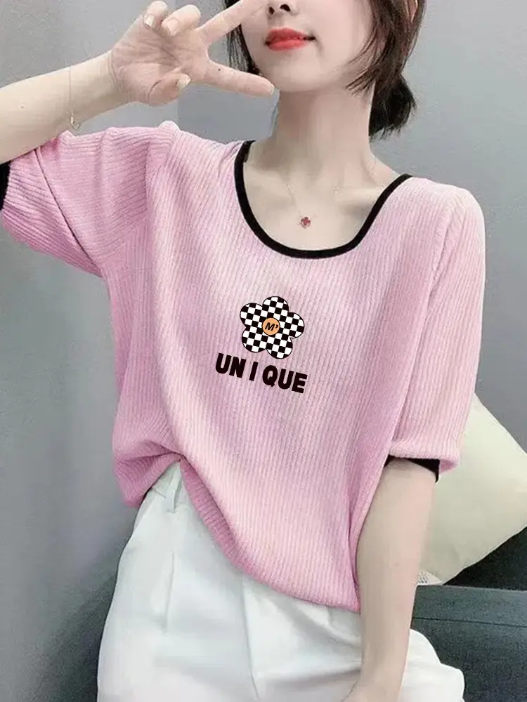 Women Ice Silk T-Shirt 2025 Summer Loose Fit — feature 5