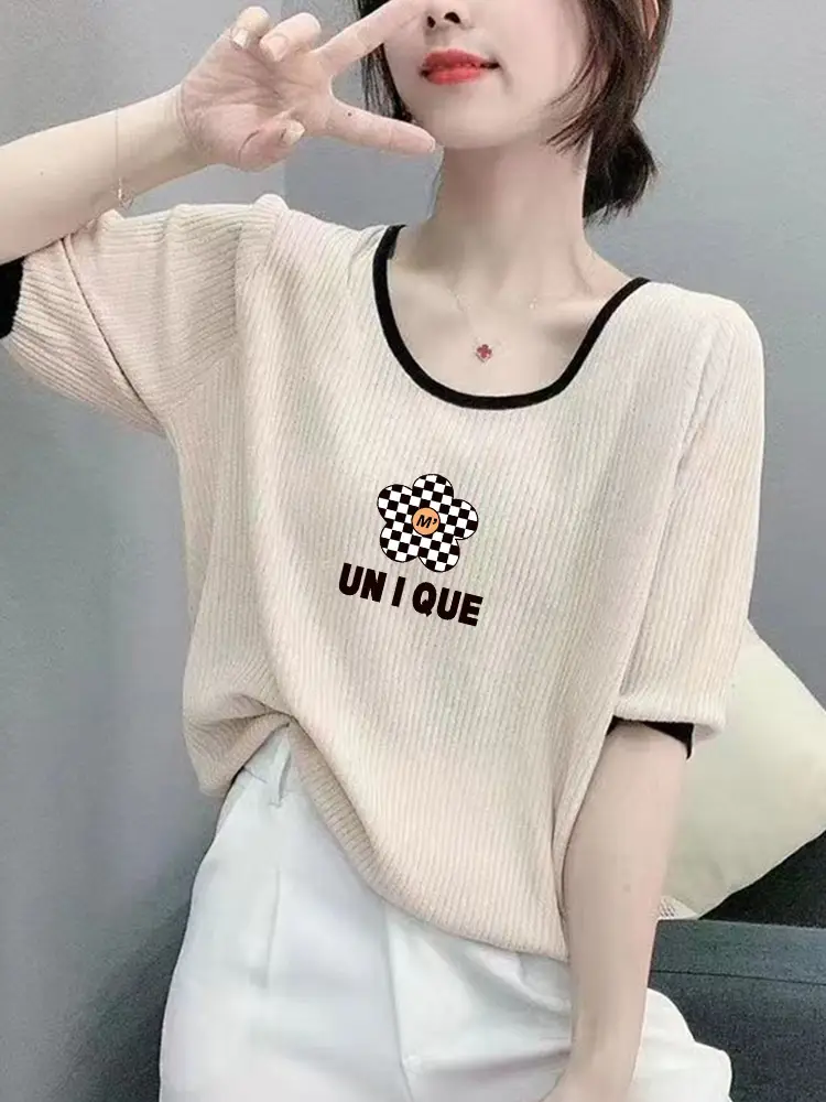 Women Ice Silk T-Shirt 2025 Summer Loose Fit — feature 7