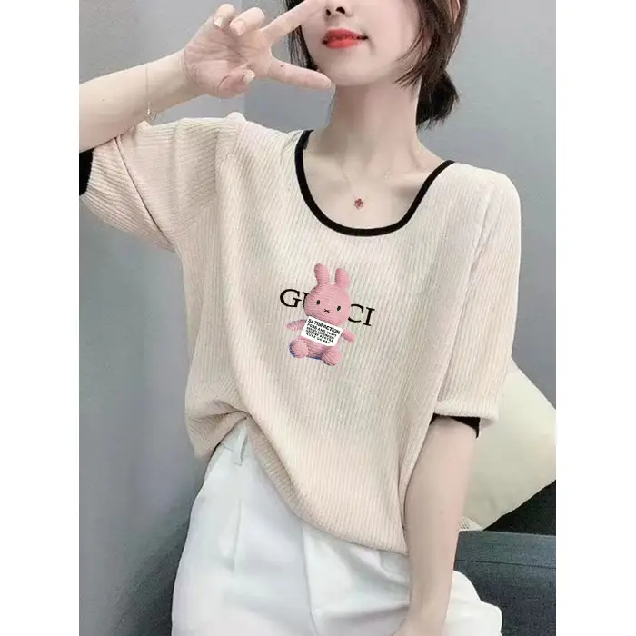 Women Ice Silk T-Shirt 2025 Summer Loose Fit - Image 12