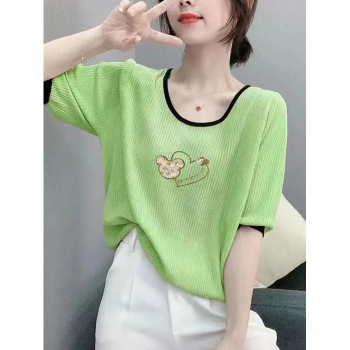 Women Ice Silk T-Shirt 2025 Summer Loose Fit - Image 15