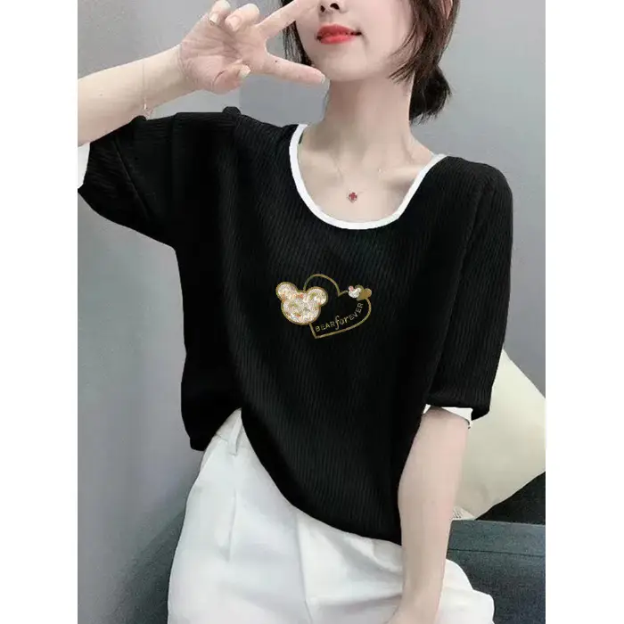 Women Ice Silk T-Shirt 2025 Summer Loose Fit - Image 16