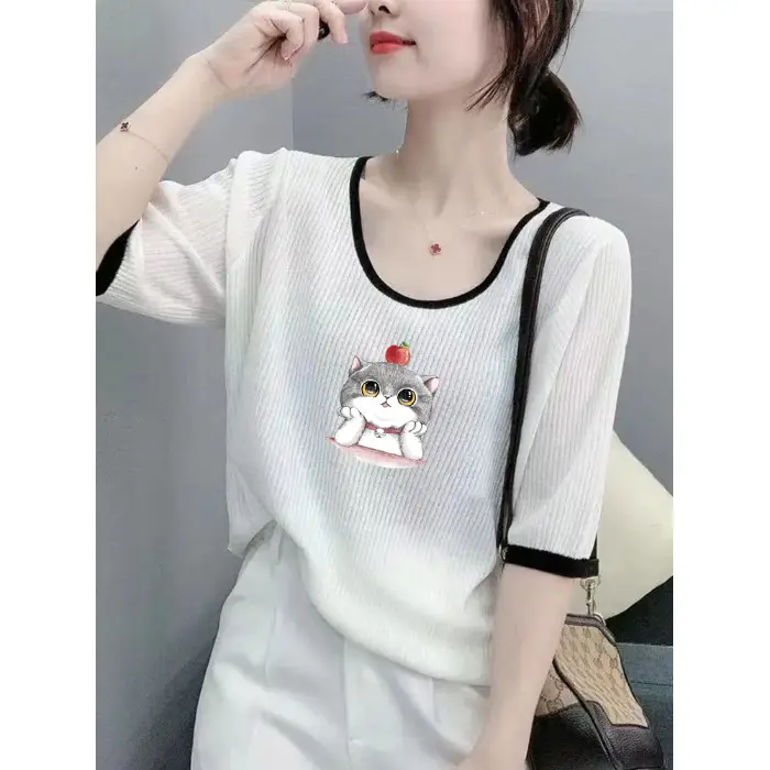 Women Ice Silk T-Shirt 2025 Summer Loose Fit - Image 18