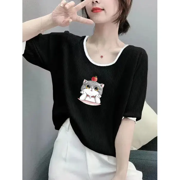 Women Ice Silk T-Shirt 2025 Summer Loose Fit - Image 19