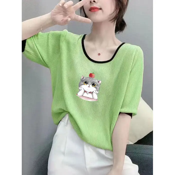 Women Ice Silk T-Shirt 2025 Summer Loose Fit - Image 20