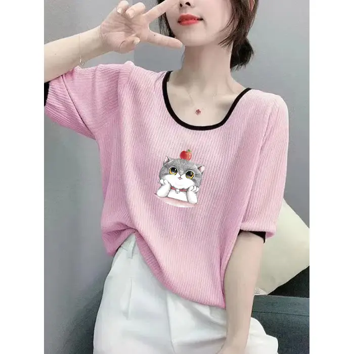 Women Ice Silk T-Shirt 2025 Summer Loose Fit - Image 21