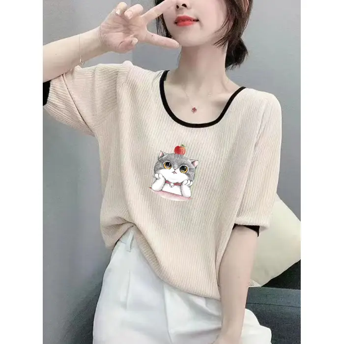 Women Ice Silk T-Shirt 2025 Summer Loose Fit - Image 22