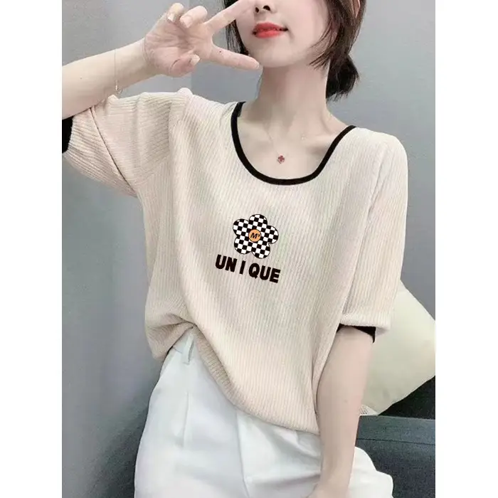 Women Ice Silk T-Shirt 2025 Summer Loose Fit - Image 8