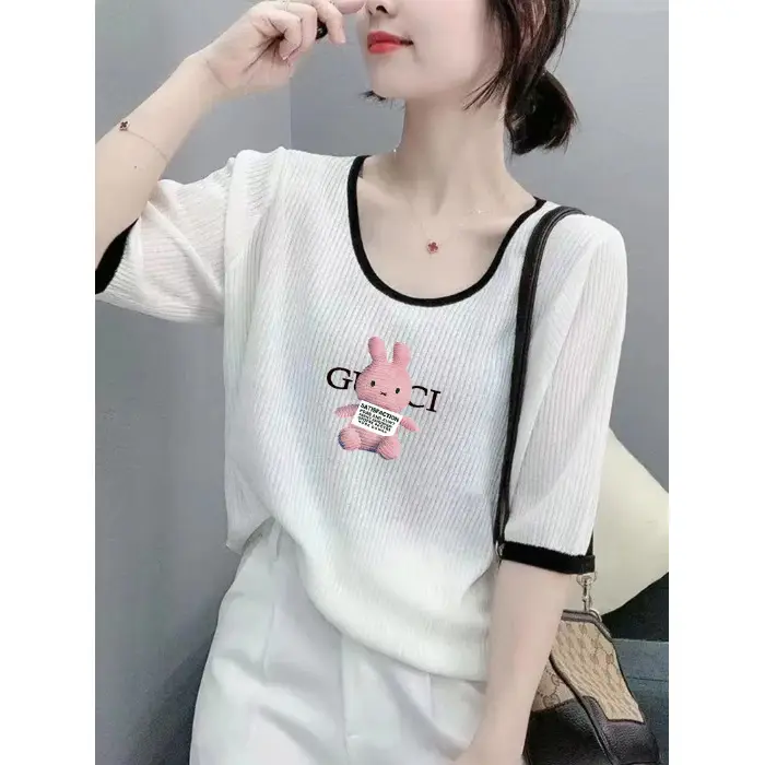Women Ice Silk T-Shirt 2025 Summer Loose Fit - Image 9