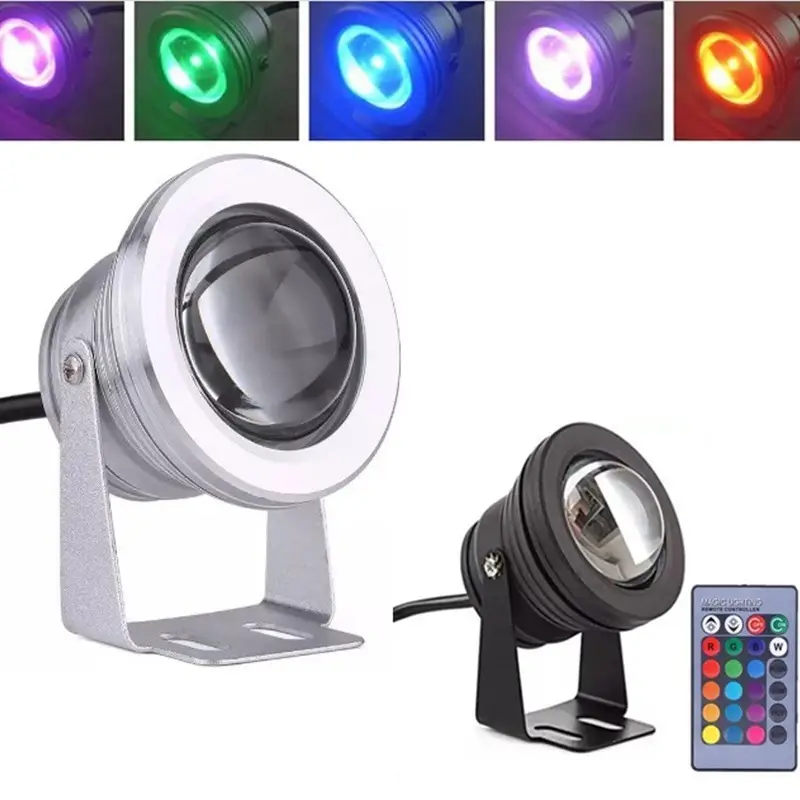 10WRGB underwater lamp colorful rotating remote control color changing underwater lamp 12v swimming pool lamp fish tank landscape lamp fountain lamp