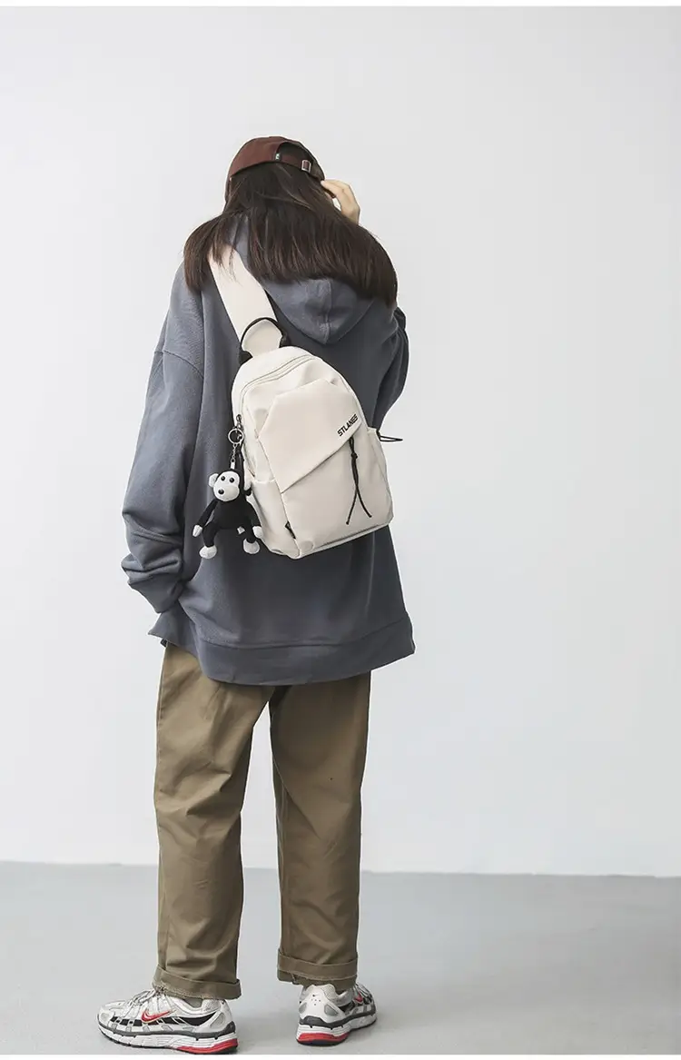 Men Casual Japanese Shoulder Bag Black Student Fashion — feature 12